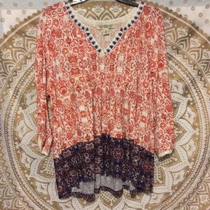 flowy long sleeve floral shirt